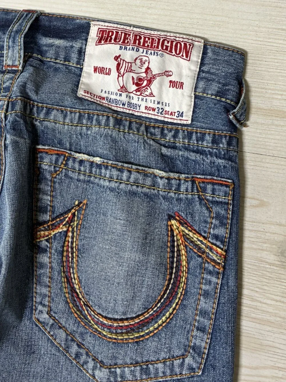 True Religion VGT Joey Rainbow Stitch Flare Jeans Men's
